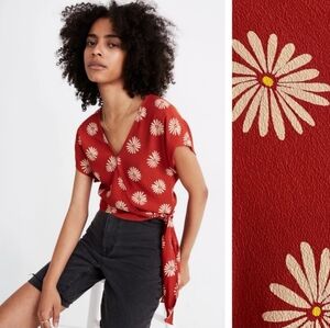 Madewell Sash-Tie Wrap Top in Daisy Daydream